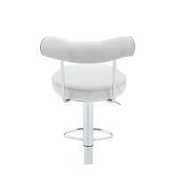 Maison Boucle Set of 2 Soft Velvet Upholstered Swivel Adjustable Bar Stools, 360-Degree Counter-Height Chairs, Chrome Silver Base