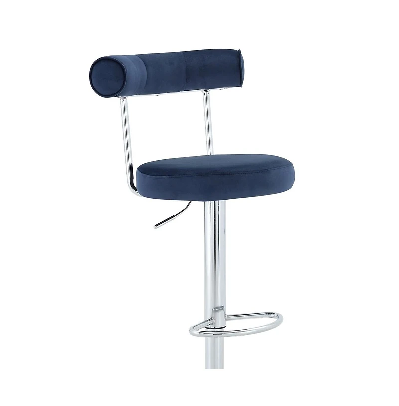 Maison Boucle Set of 2 Soft Velvet Upholstered Swivel Adjustable Bar Stools, 360-Degree Counter-Height Chairs, Chrome Silver Base