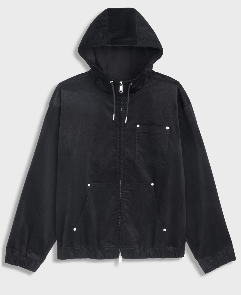 Mode of One Men's Relaxed-Fit Twill Zip-Front Hoodie, Macy's Exclusive