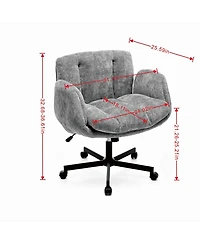 Maison Boucle Modern Chenille Swivel Office Chair, Height-Adjustable Task Chair with Flip-Up Armrests, Double-Cushioned Desk for Home