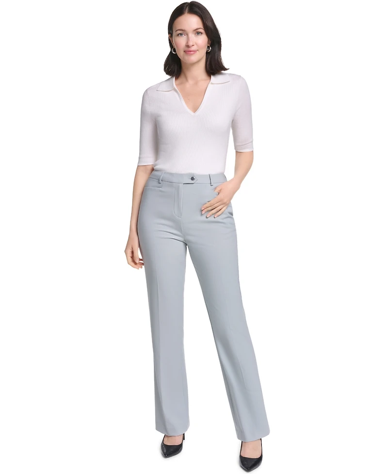 Calvin Klein Women's High-Rise Straight-Leg Modern Fit Pants