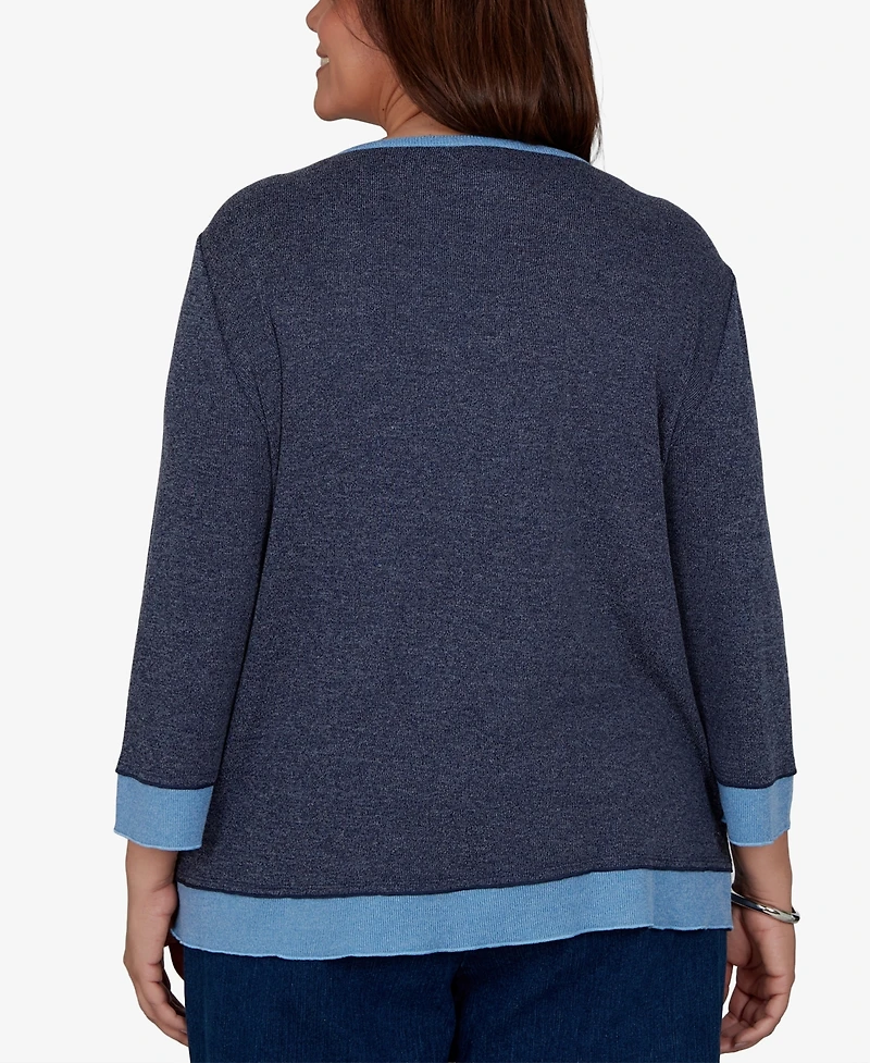 Alfred Dunner Plus Classic Heathered Colorblock Knit Top