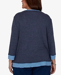 Alfred Dunner Plus Classic Heathered Colorblock Knit Top