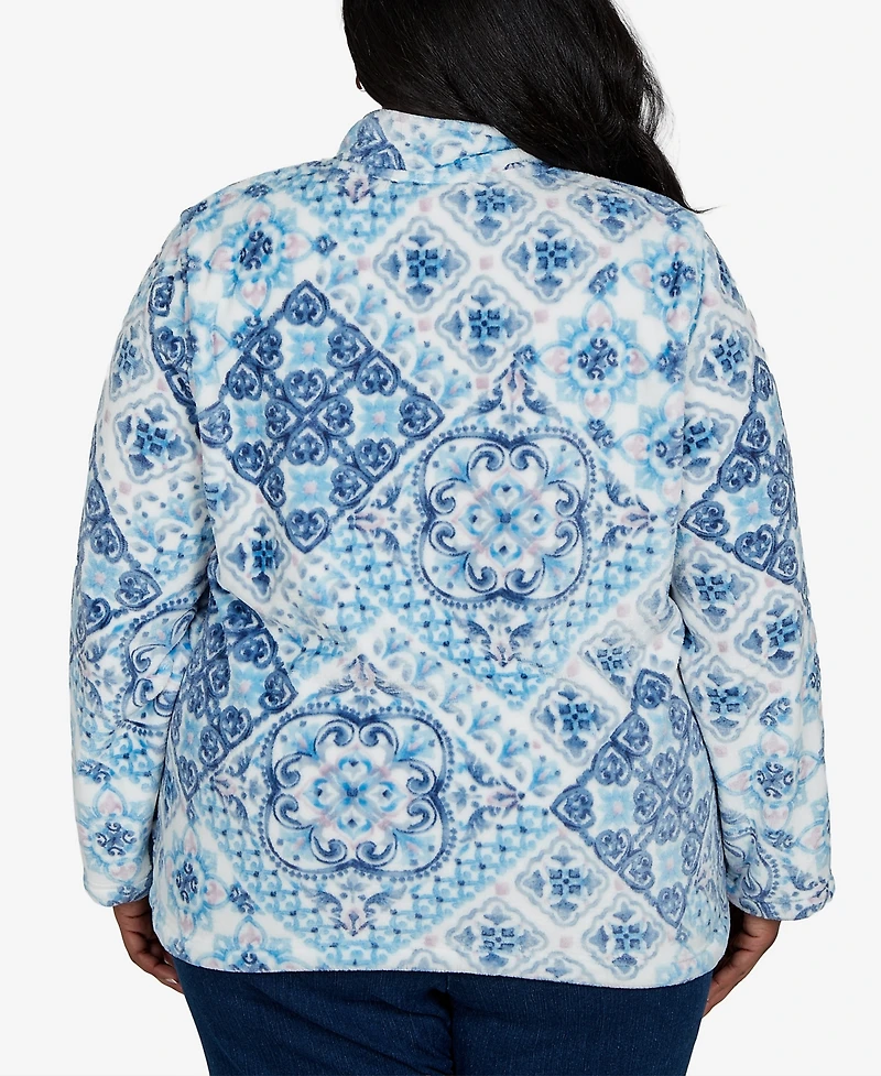 Alfred Dunner Plus Classic Soft Medallion Zip-Front Jacket