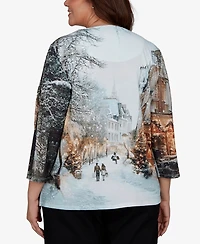 Alfred Dunner Plus Classic Christmas The City Knit Top