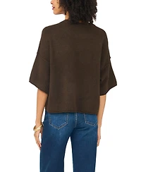 Vince Camuto Women's Elbow-Length Exposed Seam Crewneck Sweater