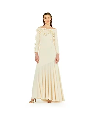Amri Women's Off-The-Shoulder Floral Embellished Flary Gown