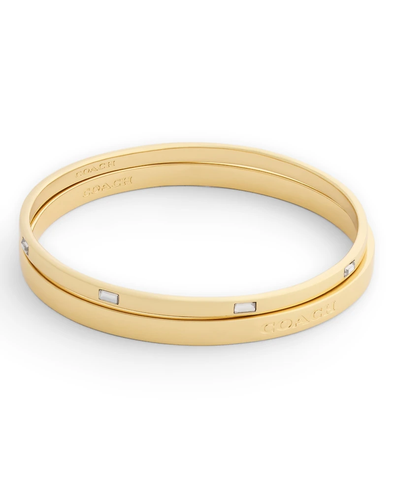 Coach Faux-Stone Signature Logo Stone Duo Bangle Bracelet