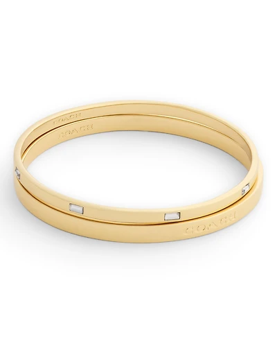 Coach Faux-Stone Signature Logo Stone Duo Bangle Bracelet