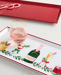 Tinsel And Frost Melamine Cocktail-Print Tray, Set of 2