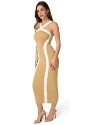 Bebe Womens Sweater Contrast Halter Maxi Dress