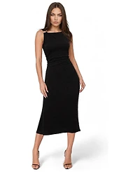 Bebe Womens Waffle Crepe Shirred Maxi Dress