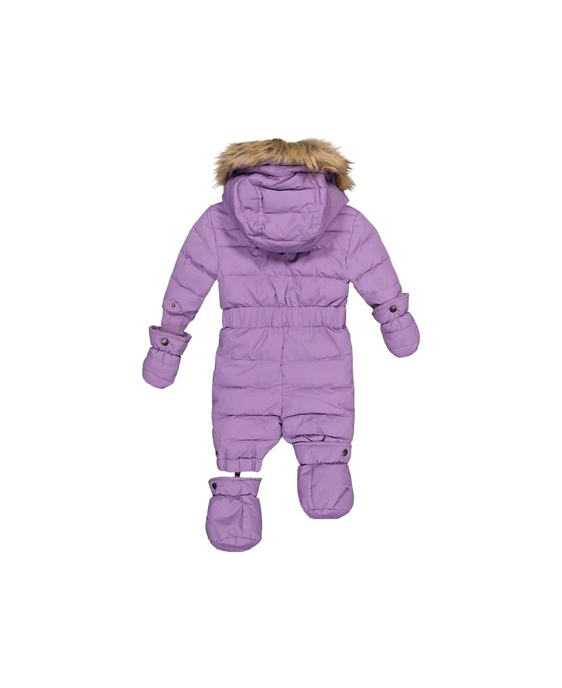 Deux par Baby Girls 6M To 24M Original One Piece Puffy Snowsuit with Removable Mittens and Boots