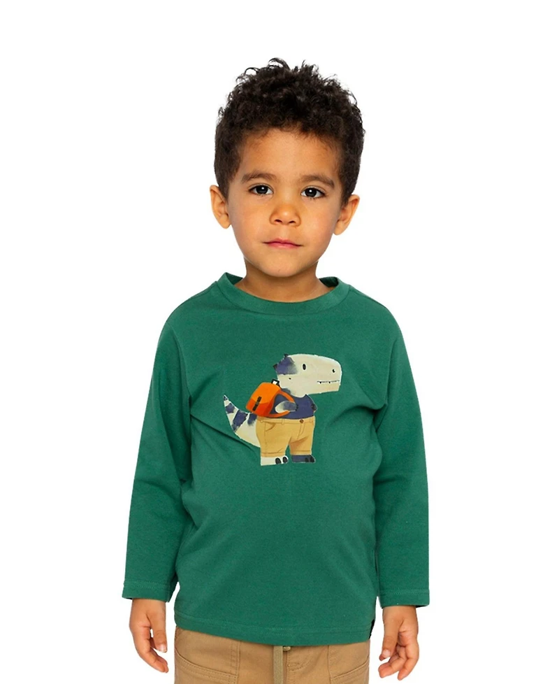 Deux par Deux Little and Big Boy 6-8 Long Sleeve Organic Cotton T-Shirt
