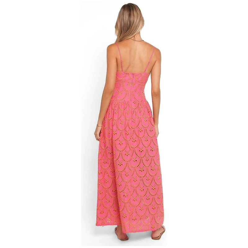 Petal and Pup Women's Sonny Maxi Floral-Embroidery Square-Neck Eyelet Dress
