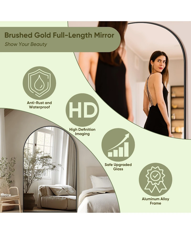 Antok Full Length Mirror, 72"x44" Floor Mirror for Bedroom, Hanging Mounted for Living Room Cloakroom