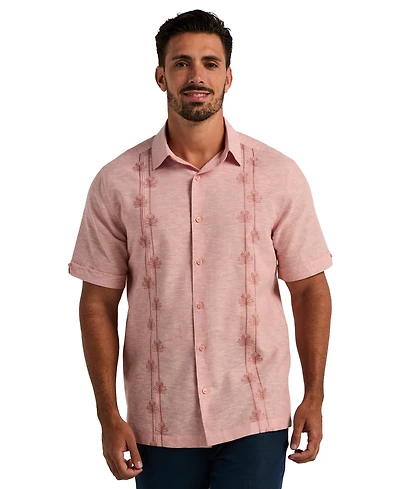 Cubavera Men's Linen Blend Floral Embroidered Shirt