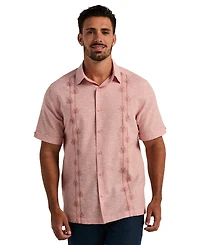 Cubavera Men's Linen Blend Floral Embroidered Shirt