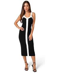 Bebe Womens Colorblock Ribbed Sweater Tank Dress