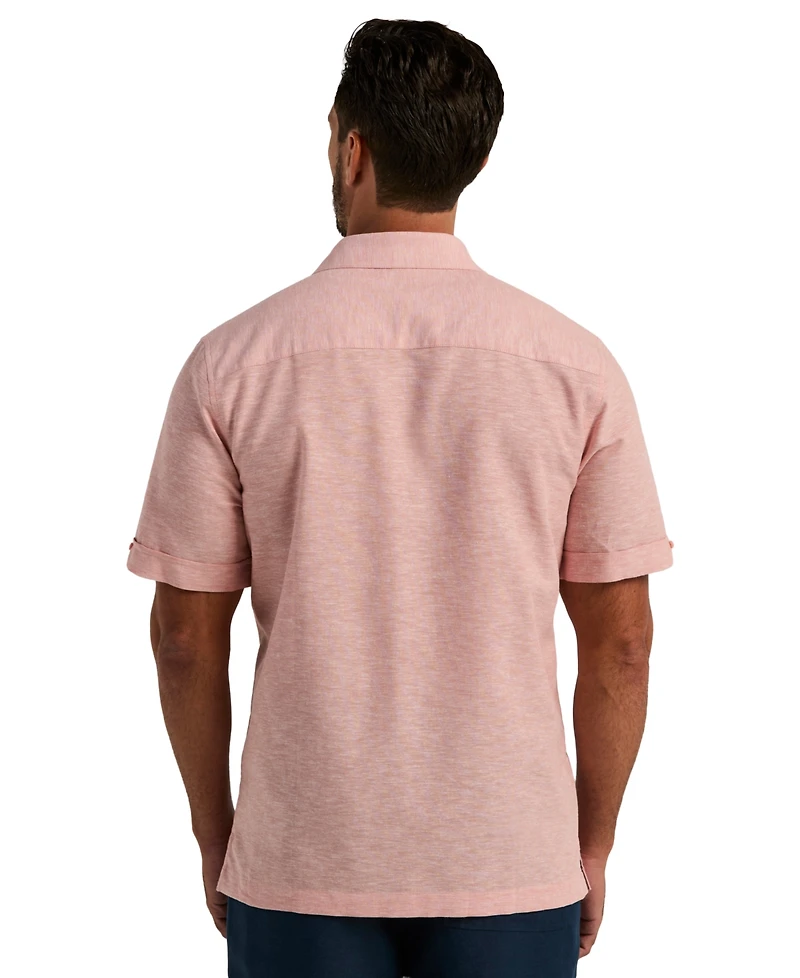 Cubavera Men's Linen Blend Floral Embroidered Shirt