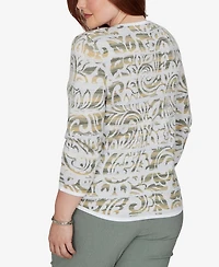 Alfred Dunner Petite Provence Paisley Stripe Spacedye Sweater