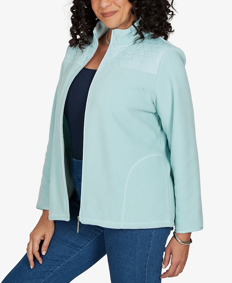 Alfred Dunner Petite Classic Quilted Zip Front Knit Jacket