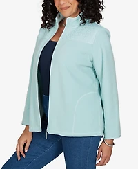 Alfred Dunner Petite Classic Quilted Zip Front Knit Jacket