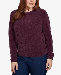 Alfred Dunner Petite Classic Cable Pullover Chenille Sweater