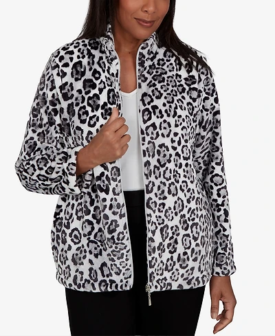 Alfred Dunner Petite Classic Cozy Animal Print Knit Jacket