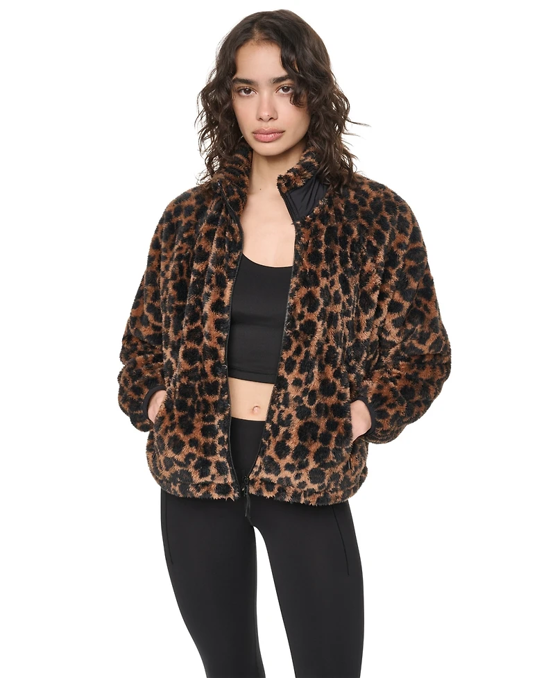 Dkny Sport Women's Printed Mock Neck Zipper-Front Jacket