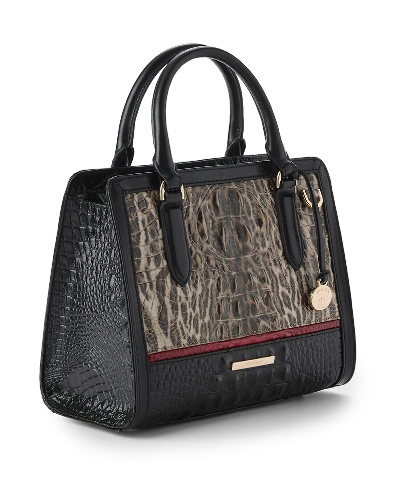 Brahmin Cami Calgary Leather Ocelot Small Satchel Handbag