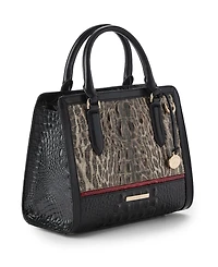 Brahmin Cami Calgary Leather Ocelot Small Satchel Handbag