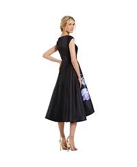 Mac DuggalWomen's Floral Print Cap Sleeve Satin Midi Dress