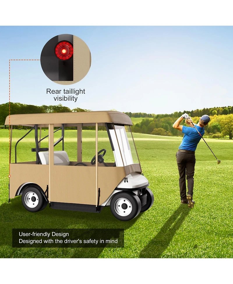 Sevorley 4-Sided Golf Cart Enclosure for 4-Seater, 300D Waterproof with Clear Windows