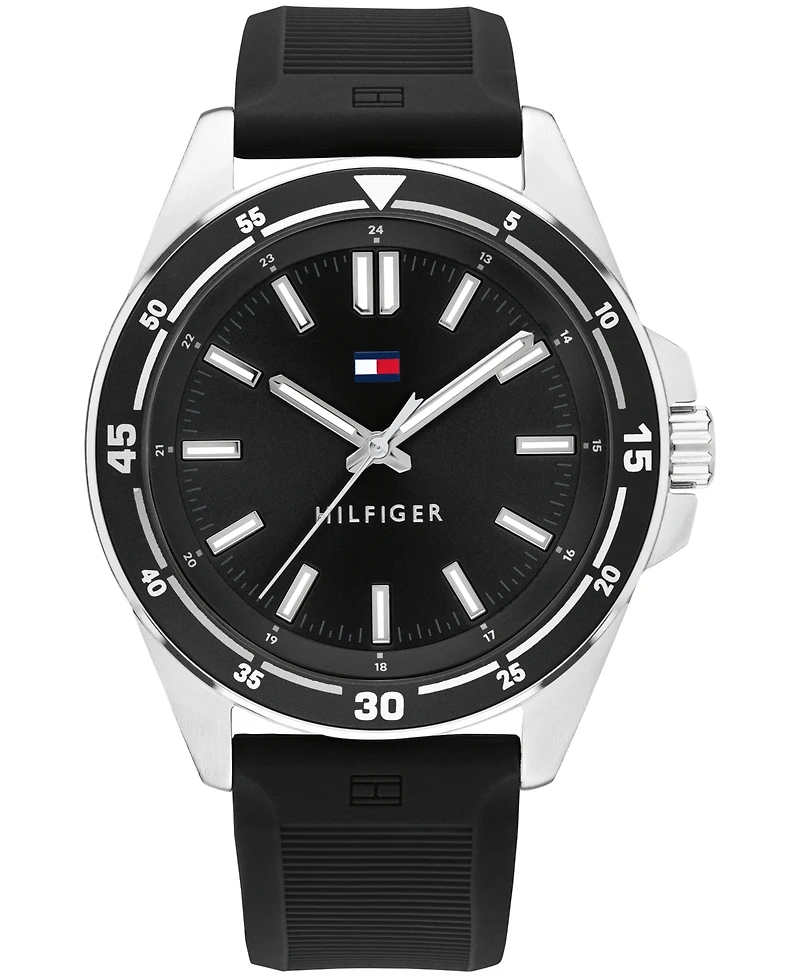 Tommy Hilfiger Men's Quartz Black Silicone Strap Watch 42mm