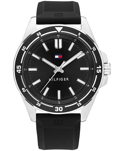 Tommy Hilfiger Men's Quartz Black Silicone Strap Watch 42mm