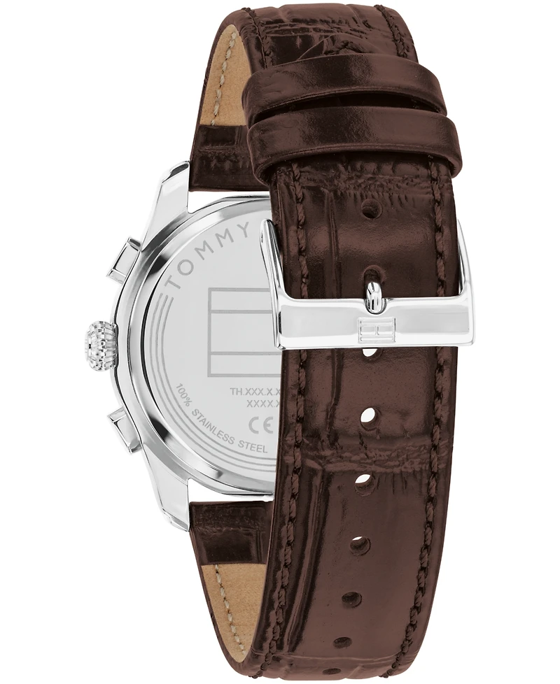 Tommy Hilfiger Men's Multi-Function Dark Brown Leather Strap Watch 38mm