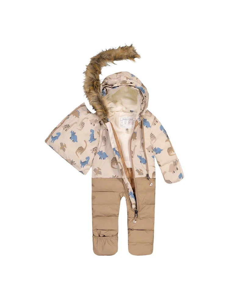 Deux par Baby Boys ( 1M to 24 M ) Snug One Piece Snowsuit Adapted for Car Seats Dinosaur Print