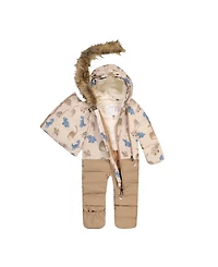 Deux par Baby Boys ( 1M to 24 M ) Snug One Piece Snowsuit Adapted for Car Seats Dinosaur Print