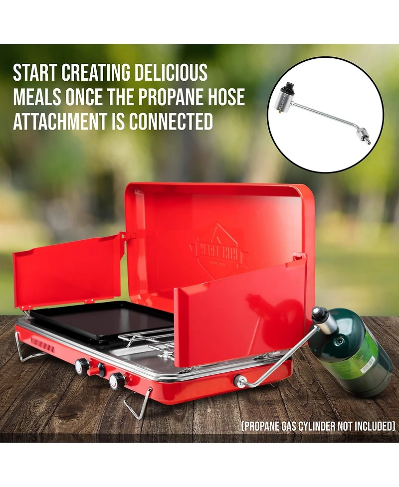 Hike Crew 2-in-1 Gas Camping Stove, Camping Grill & Stove with Igniter and Stainless Drip Tray