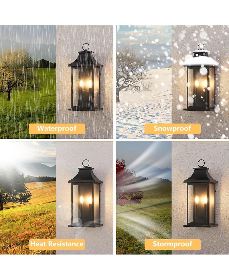 Asagikoiai 2-Pack Aluminum Outdoor Wall Lantern Lights, Large Waterproof Garage Porch Light