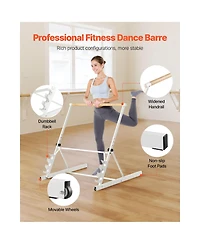 Sevorley Freestanding Ballet Barre, 3 Ft Foldable Portable Dance Stretch Bar, 4-Level Adjustable