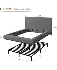 homfan Full Size Upholstered Cloud Platform Bed Frame with Plush Headboard