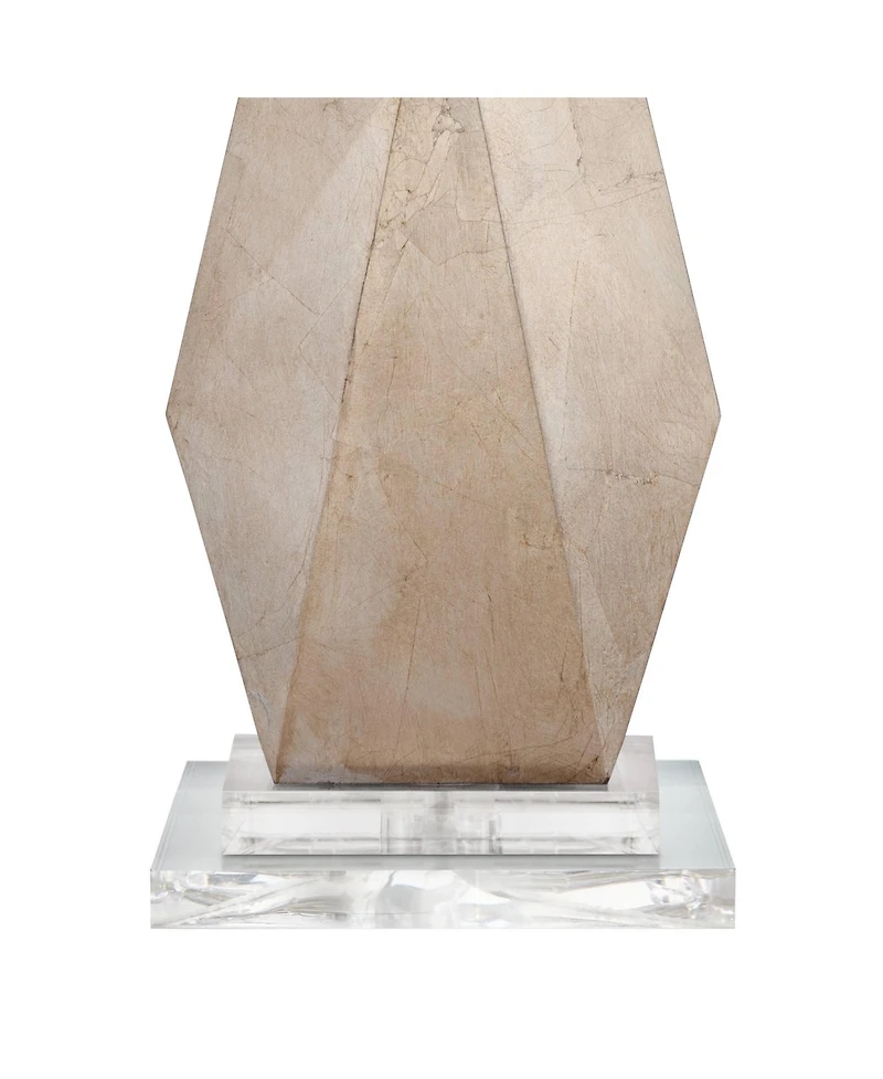 Possini Euro Design Modern Table Lamp with Acrylic Riser 32 1/2" Tall Champagne Drum Shade for Bedroom Living Room