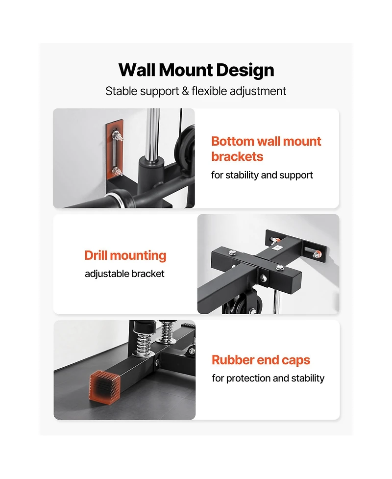 Sevorley Wall-Mount Lat Pull Down Machine 3-in-1 Cable Tower 500 lb