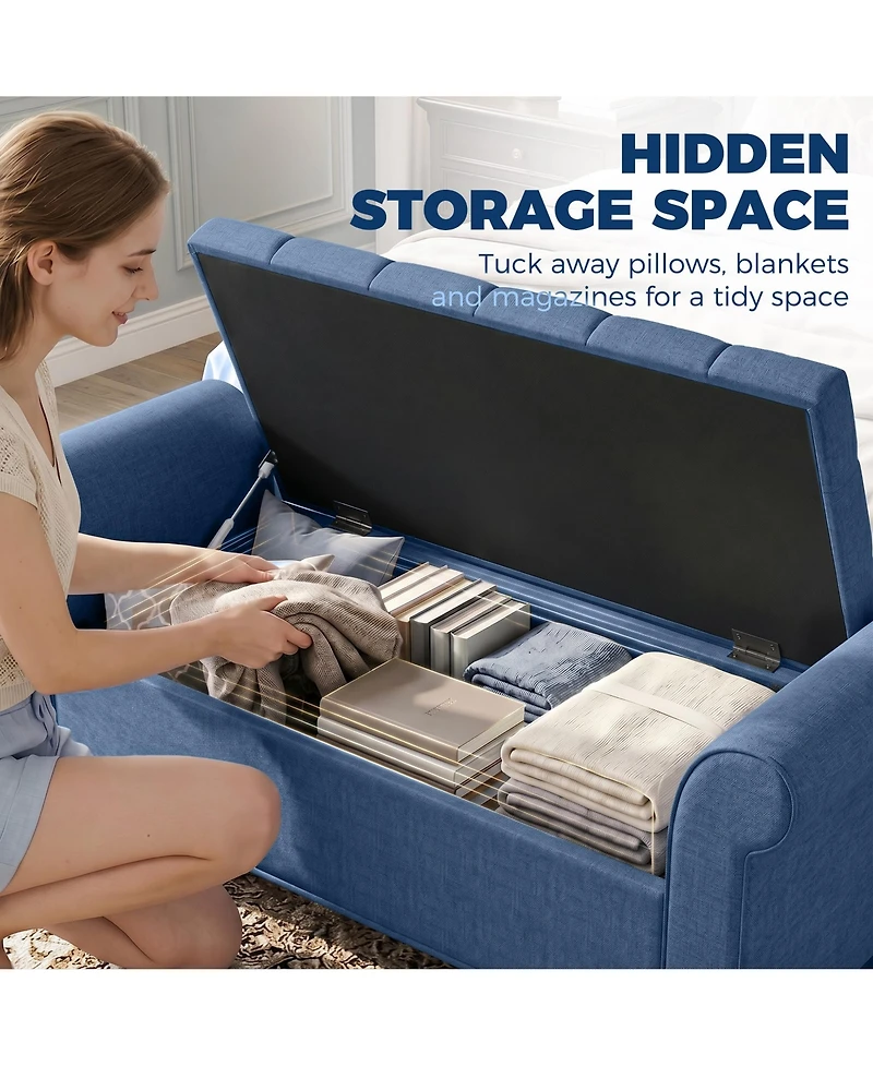 Homcom 47" Storage Ottoman Bench, Tufted End of Bed Bench