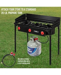 Hike Crew 225,000 Btu Portable Gas Stove with 3 Burners, Legs, Wind Panels and Temperature Control