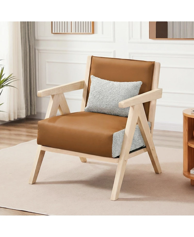 Costway 3 Piece Living Room Furniture Set with Rubber Wood Frame, Padded Seat