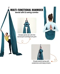 Sevorley Aerial Silk Yoga Swing Kit, 8.7 Yards, Nylon Hammock with Rigging Hardware, Green