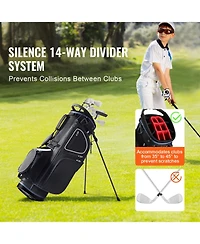 Sevorley 14-Way Golf Cart Bag with Stand, 11 Pockets, Dust Cover and Dual Strap